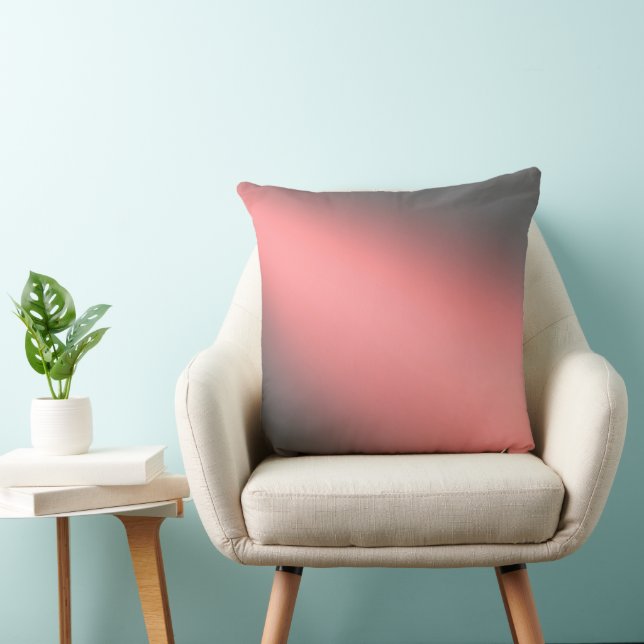 Salmon Pink & Gray ombre moonlight  Throw Pillow (Chair)