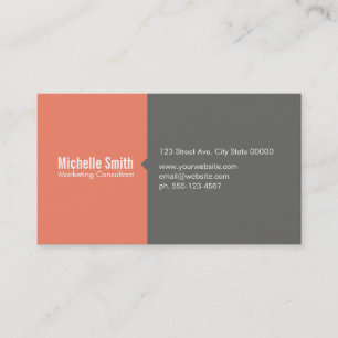 Salmon Pink & Grey Business Card