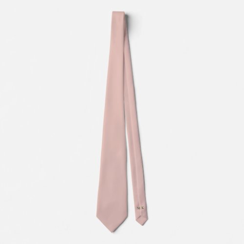Salmon Pink Groom and Groomsmen Initials Wedding Neck Tie