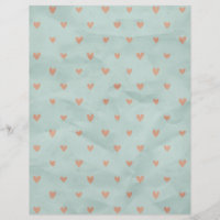 Salmon Pink Hearts Teal Crinkled Scrapbook Paper