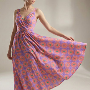 Salmon Pink Lavender Purple Teal Green Geometric  Fabric