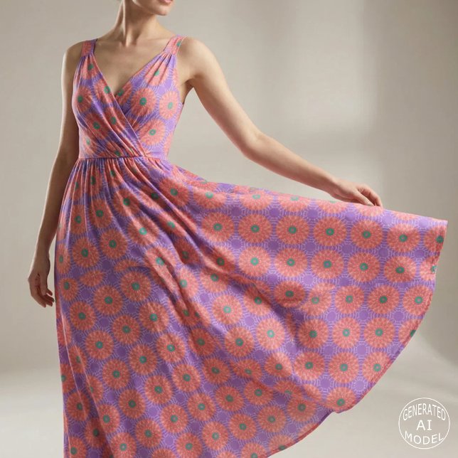 Salmon Pink Lavender Purple Teal Green Geometric  Fabric (Creator Uploaded)