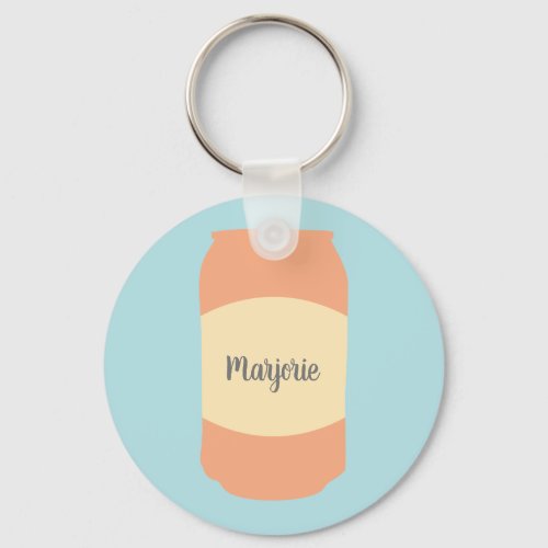 Salmon Pink Light Blue Seltzer Can Personalized Keychain