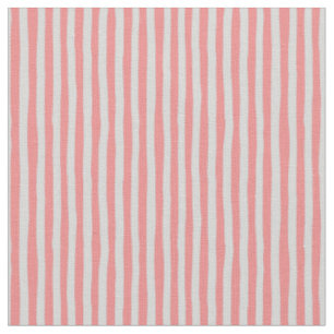 Salmon Pink & Light Gray Wonky Stripes Fabric