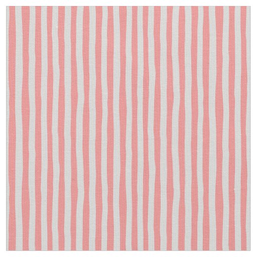 Salmon Pink & Light Gray Wonky Stripes Fabric