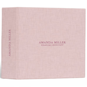 Salmon Pink Linen Texture Custom Typography 3 Ring Binder