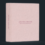 Salmon Pink Linen Texture Custom Typography Mini Binder<br><div class="desc">Light salmon pink linen texture printed image with simple,  minimalistic,  customizable typography.
Perfect design,  you can personalize it for any professional for record-keeping.</div>