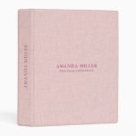 Salmon Pink Linen Texture Custom Typography Mini Binder