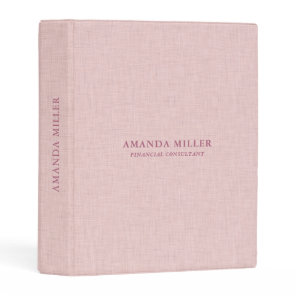 Salmon Pink Linen Texture Custom Typography Mini Binder