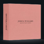 Salmon pink linen texture simple black typography 3 ring binder<br><div class="desc">Salmon pink tone linen texture image with simple,  minimalistic black typography.</div>