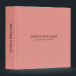 Salmon pink linen texture simple black typography 3 ring binder<br><div class="desc">Salmon pink tone linen texture image with simple,  minimalistic black typography.</div>