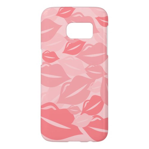 Salmon Pink Lips Kisses Modern Pattern Phone Case