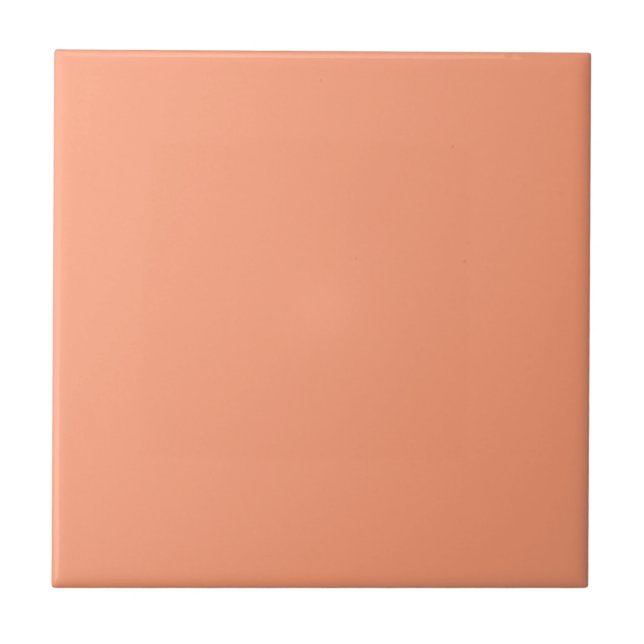 Salmon Pink Orange Solid Color Plain Ceramic Tile (Front)