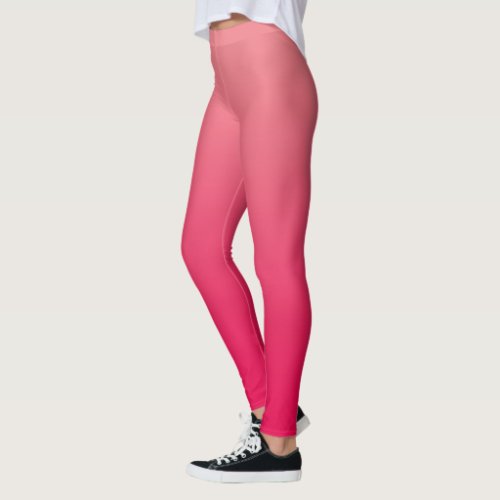 Salmon Pink Red Ombre Leggings