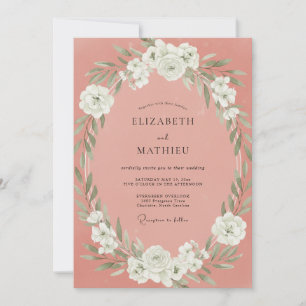 Salmon Pink Refined Spring Wedding Invitation