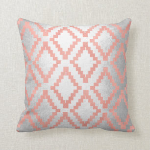 Salmon Pink Rose Gold Ethnic Blush Gray Silver Throw Pillow