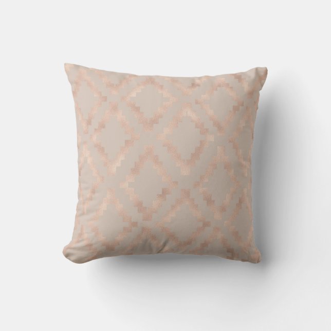 Salmon Pink Rose Gold Ethnic Blush Ivory Pastel Throw Pillow (Front)