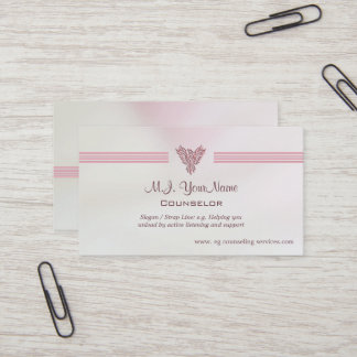 Salmon pink satin-look counselor business card