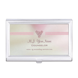Salmon pink satin-look counselor case for business cards