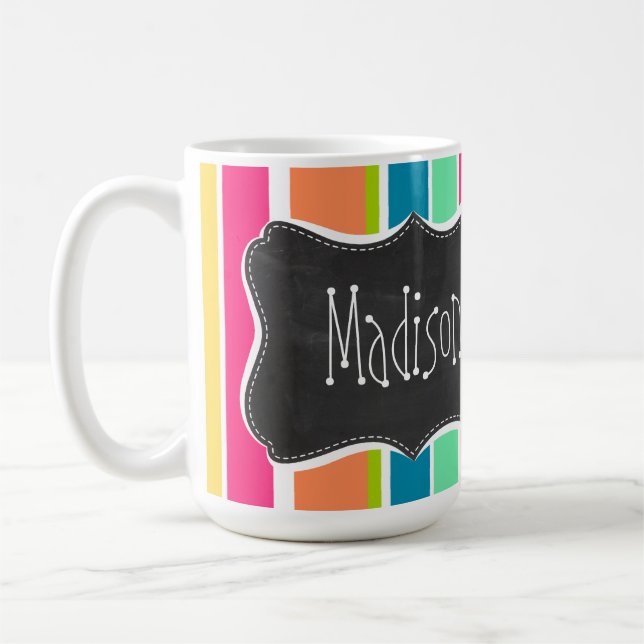 Salmon Pink & Seafoam Green; Vintage Chalkboard Coffee Mug (Left)