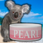 Salmon Pink Shades Color White Calligraphy Name Bowl<br><div class="desc">Salmon Pink Shades Color and White Calligraphy Name Cat Dog Pets Bowl.</div>