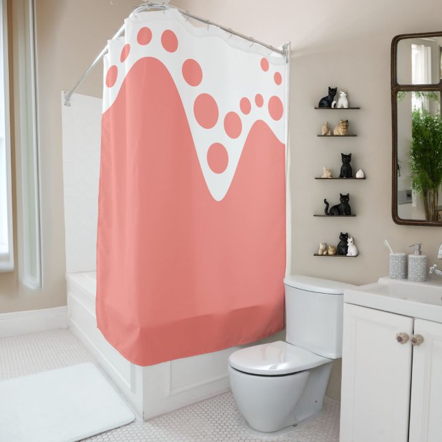 Salmon Pink soft wave and bubbles Shower Curtain (Creator Uploaded)