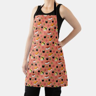 Salmon Pink Sushi Pattern Apron