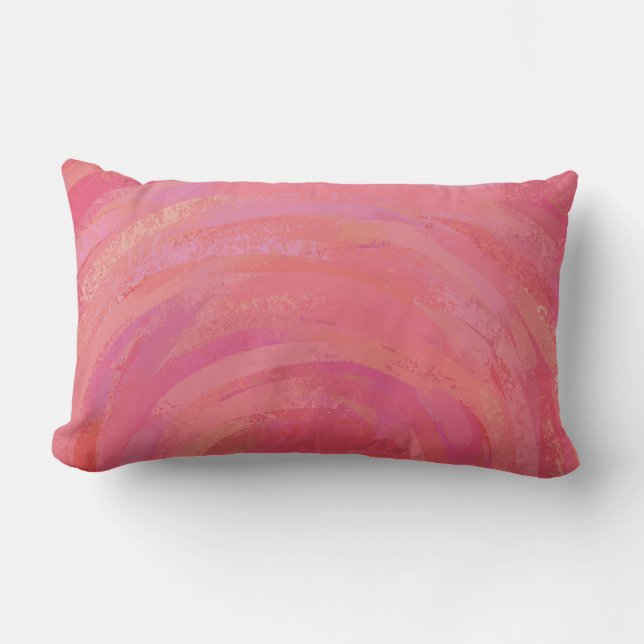 Salmon Pink Swirl Lumbar Pillow (Front)