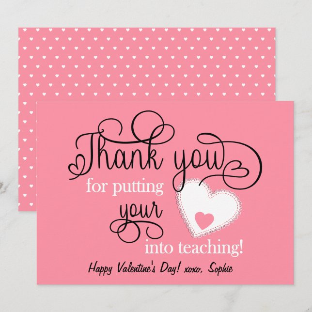 Salmon Pink Teacher's Valentine's Day (Front/Back)