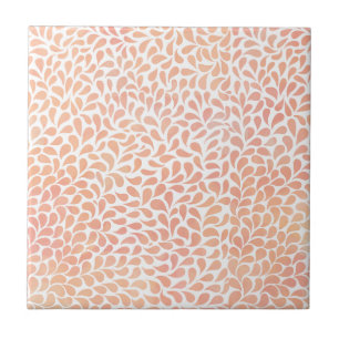 Salmon pink watercolor drops pattern ceramic tile