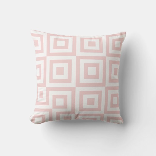 Salmon Pink & White Modern Geometric Pattern Throw Pillow (Front)