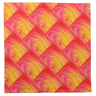 Salmon pink with sunshine orange art design cloth napkin