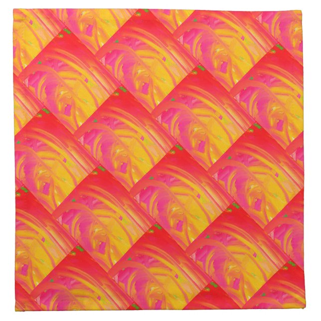 Salmon pink with sunshine orange art design        cloth napkin (Front)