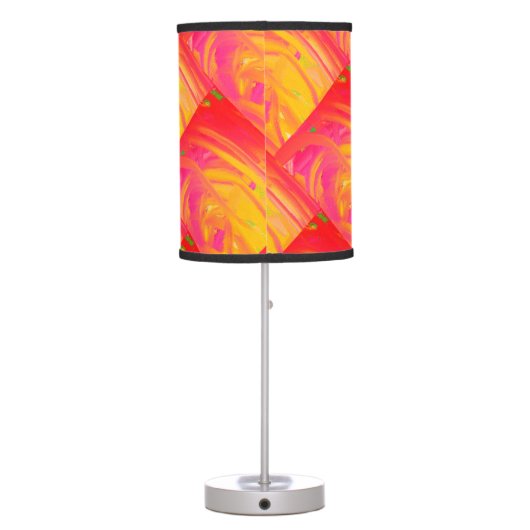 Salmon pink with sunshine orange art design        table lamp (Back)