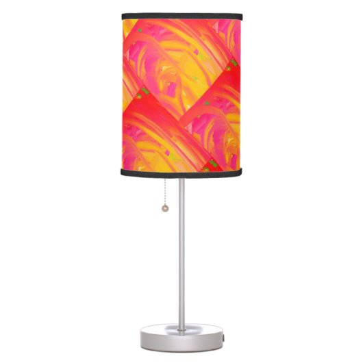 Salmon pink with sunshine orange art design        table lamp (Right)