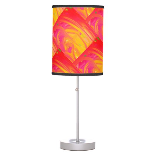 Salmon pink with sunshine orange art design        table lamp (Front)