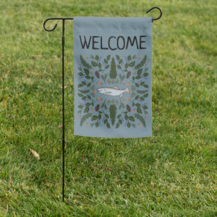 Salmon PNW Nature Ferns Berries Foraging CUSTOMIZE Garden Flag