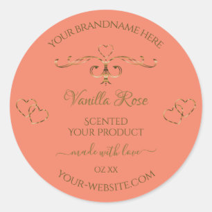 Salmon Product Labels Gold Hearts Ornate Border