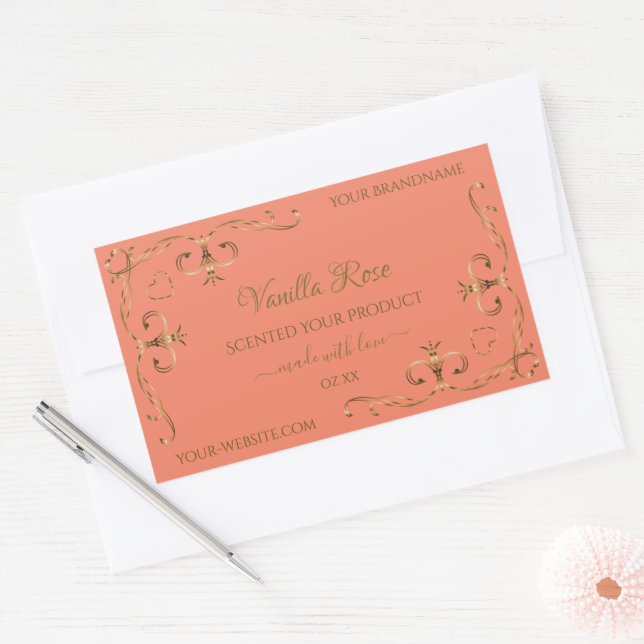 Salmon Product Labels Gold Ornate Corner Border (Envelope)
