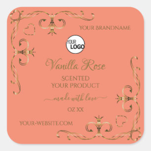 Salmon Product Labels Gold Ornate Corner with Logo