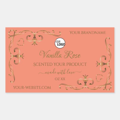 Salmon Product Labels Gold Ornate Corner with Logo