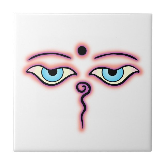 Salmon Purple Buddha Eyes.png Ceramic Tile (Front)