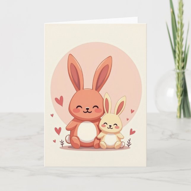 Salmon Rabbit Mothers Day Card (Front)