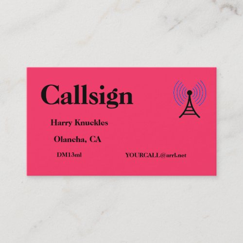 Salmon Red Amateur Radio Call Sign Business Card