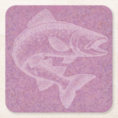 Salmon Rising Square Paper Coaster