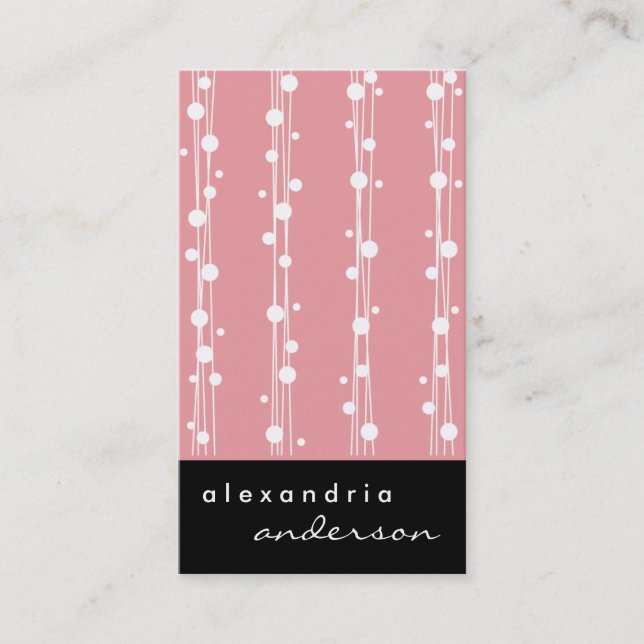 Salmon Rose Stylish Dots and Straw Business Cards (Front)