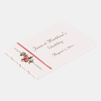 Salmon Rose with Names and Date of Event Guest Book