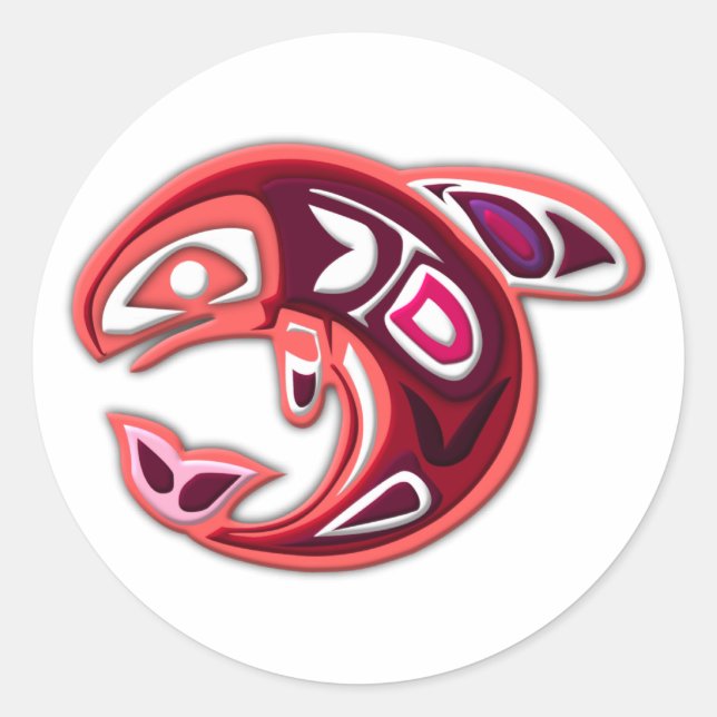 salmon salmon classic round sticker (Front)