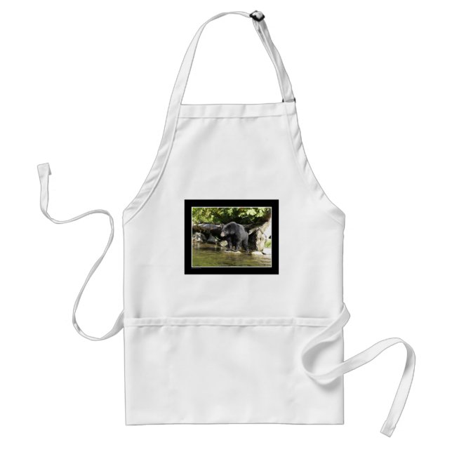 "Salmon Spotting" Black Bear Gifts Adult Apron (Front)