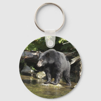 "Salmon Spotting" Black Bear Gifts Keychain